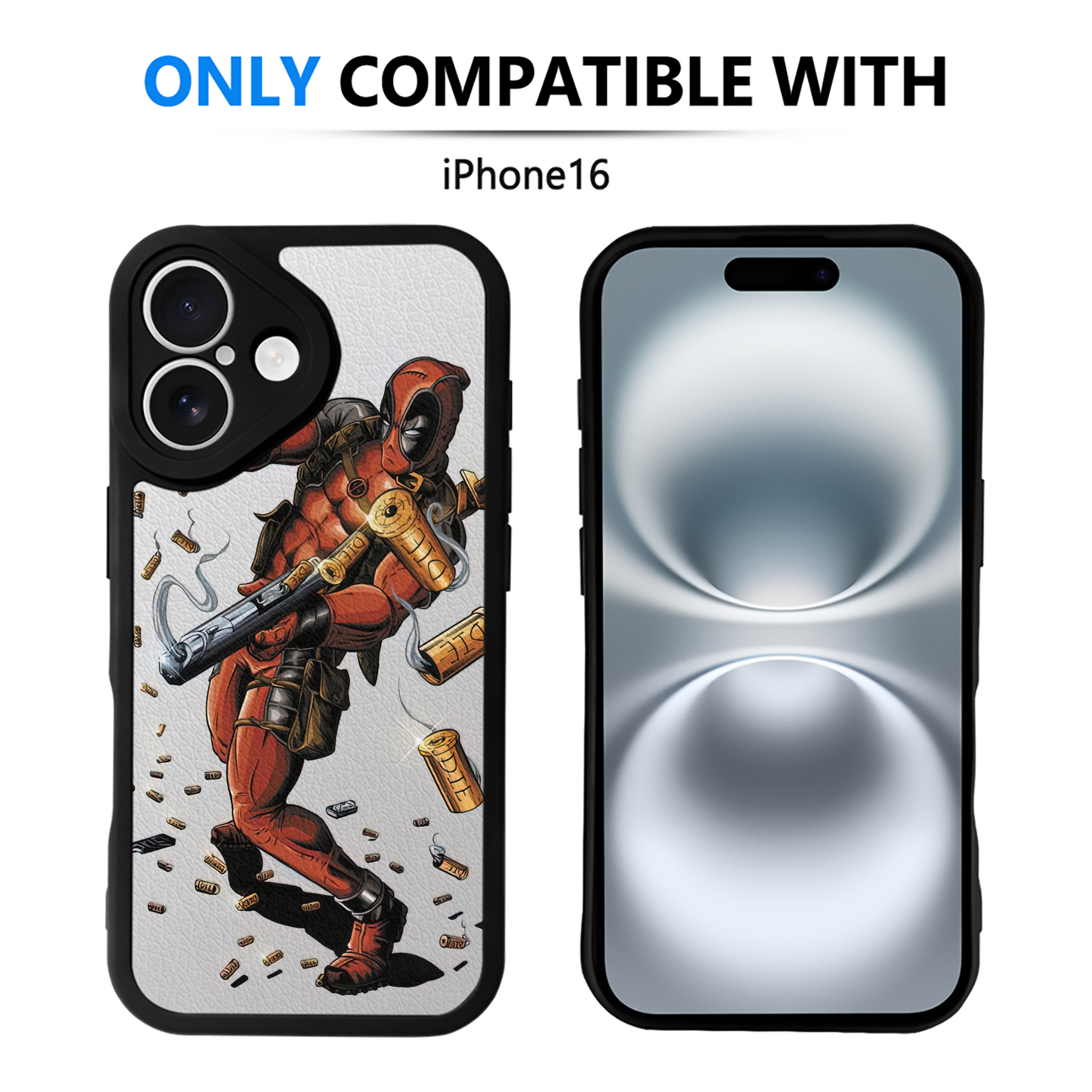 （画像用） Deadpool デッドプール 【iPhone 16シリーズ対応】シリコンスマホケース（レザー調） 材質：シリコン